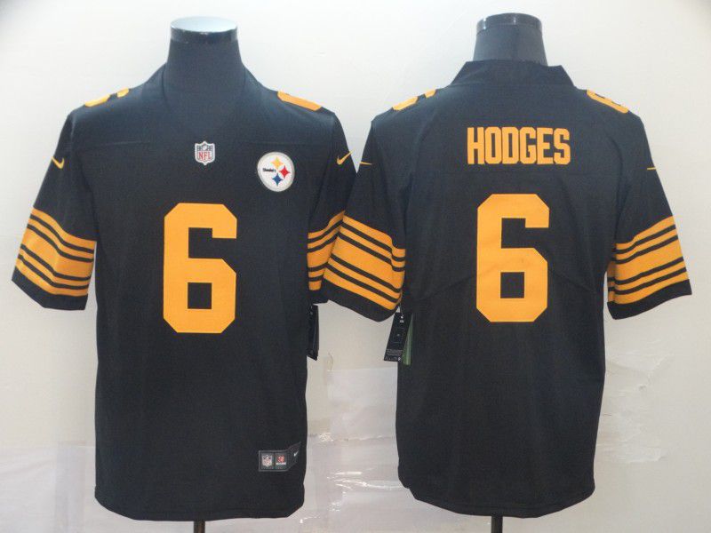 Men Pittsburgh Steelers 6 Hodges Black Nike Color Rush Limited NFL Jerseys